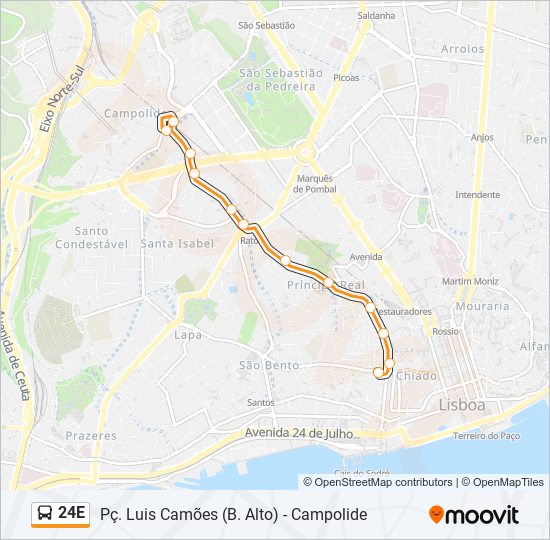 24E Bus Line Map