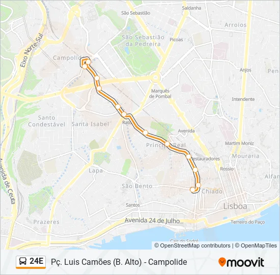 24E Bus Line Map