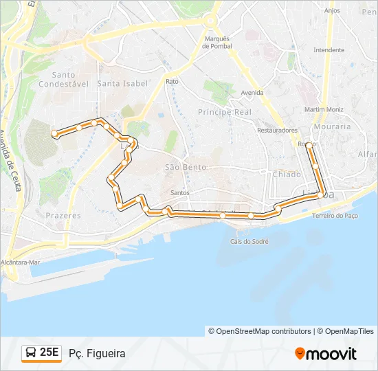 25E Bus Line Map