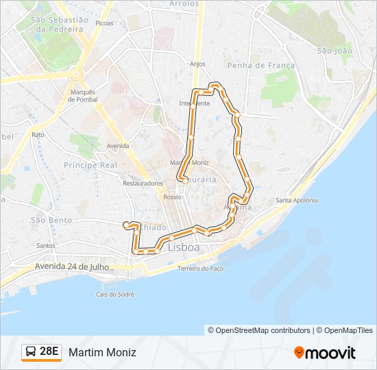28E Bus Line Map