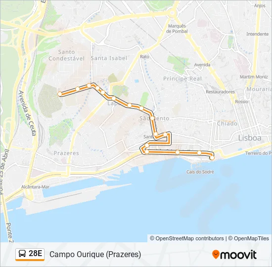 28E Bus Line Map