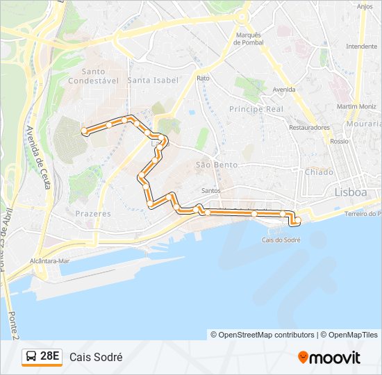 28E Bus Line Map