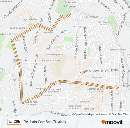 28E Bus Line Map