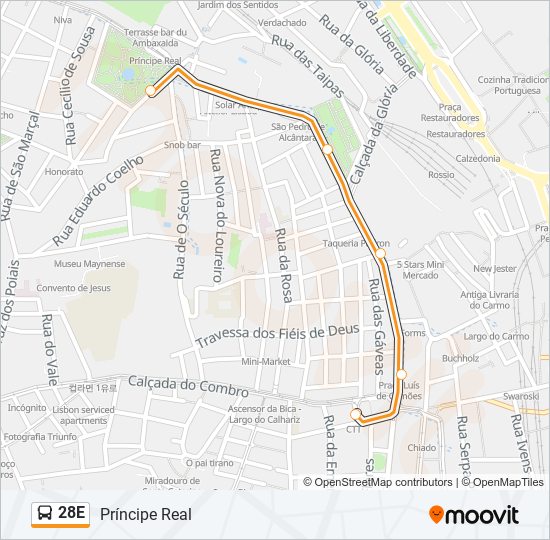 28E Bus Line Map