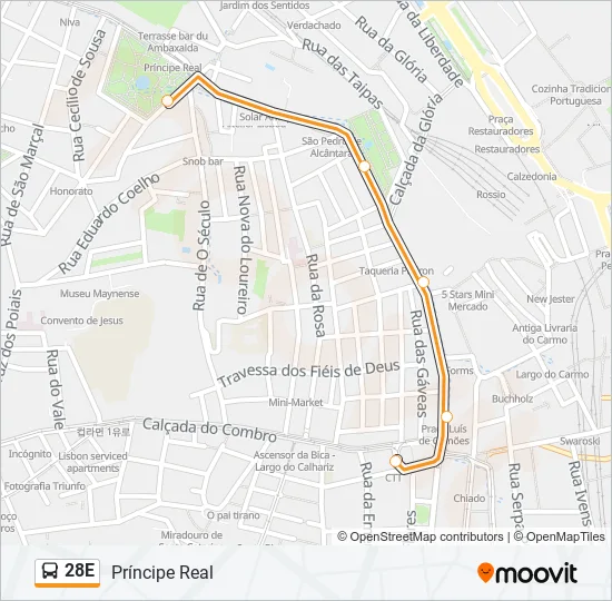 28E Bus Line Map