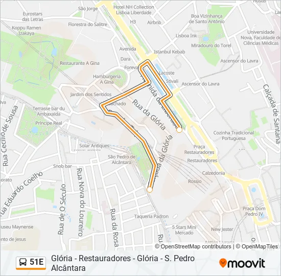 51E Bus Line Map