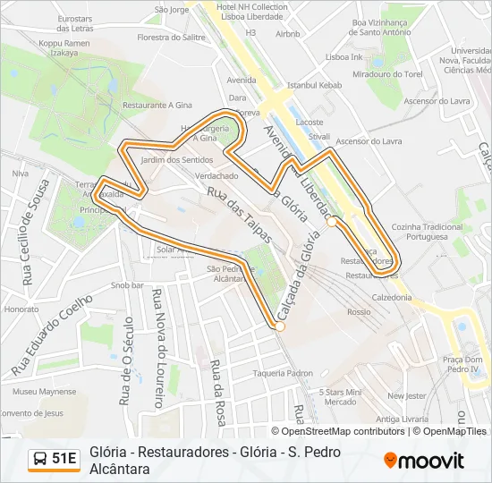 51E Bus Line Map