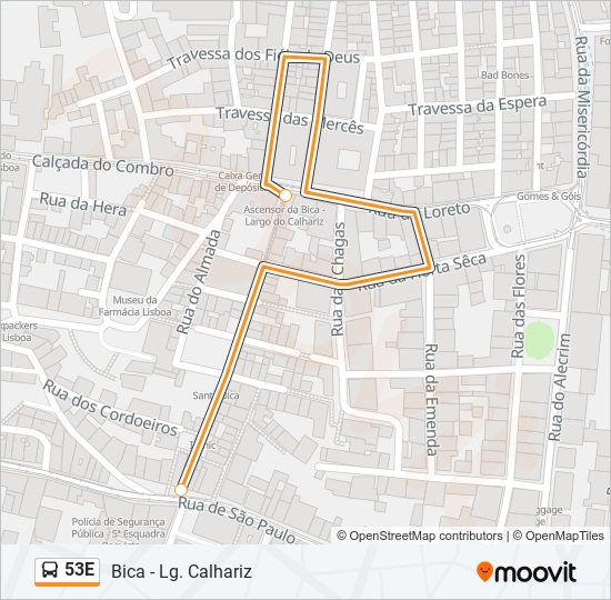 53E Bus Line Map