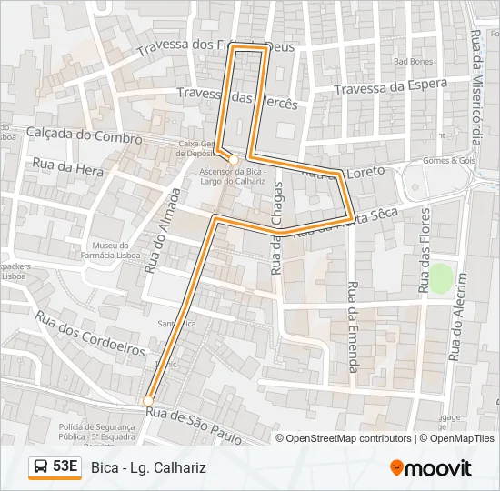 53E Bus Line Map