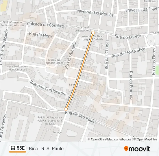 53E Bus Line Map