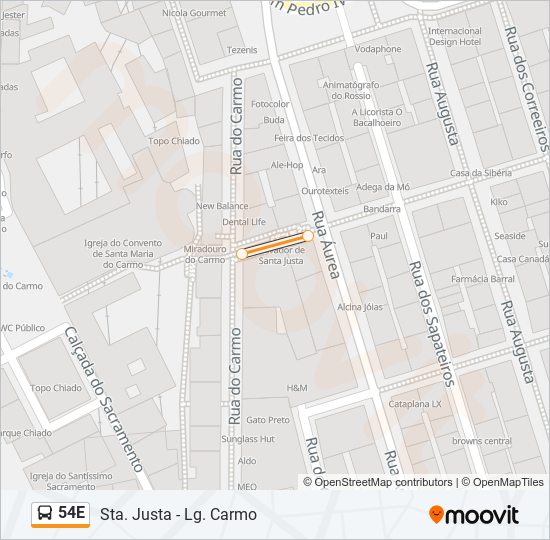 54E Bus Line Map