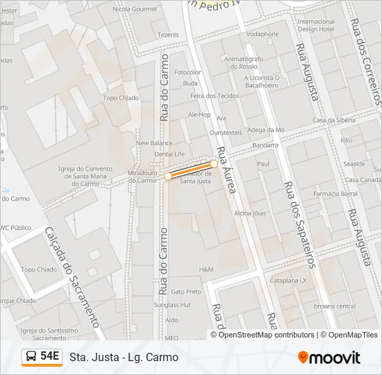 54E Bus Line Map