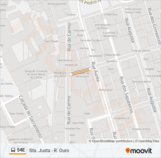 54E Bus Line Map