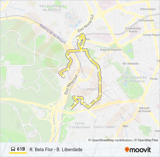 61B Bus Line Map