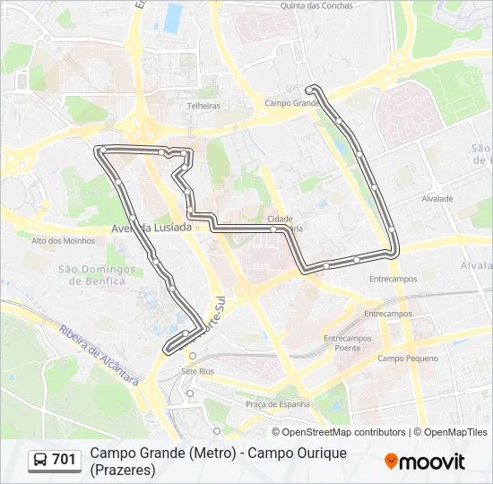 701 Bus Line Map