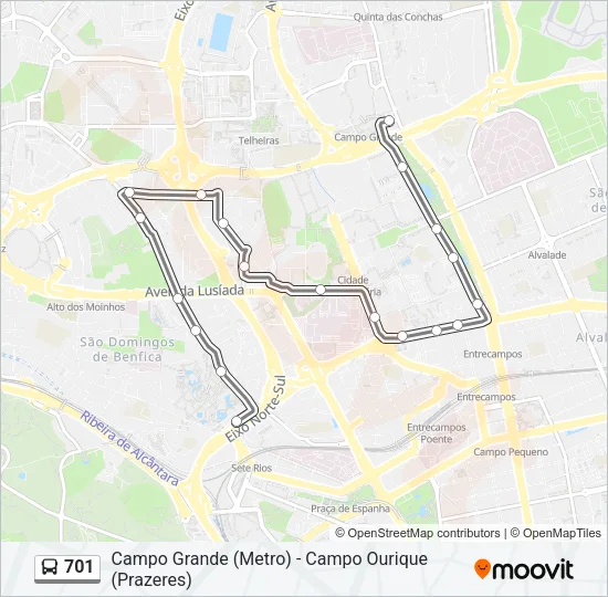 701 Bus Line Map
