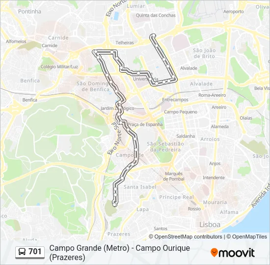 701 Bus Line Map