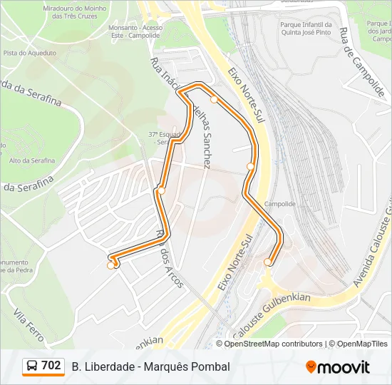 702 Bus Line Map