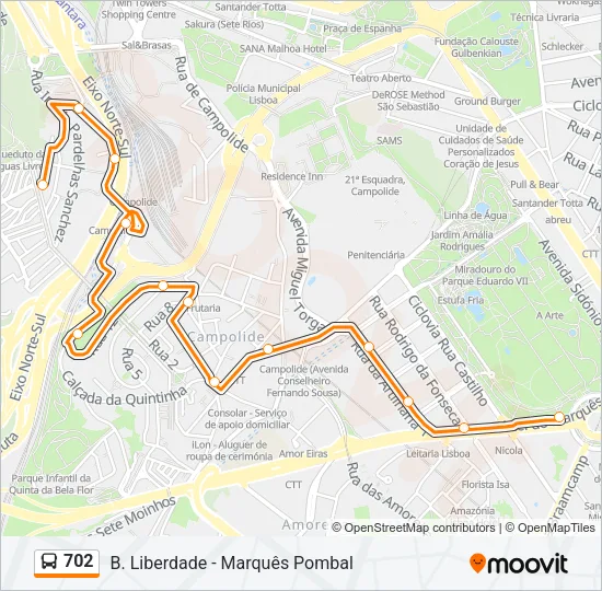 702 Bus Line Map
