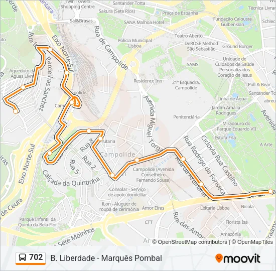 702 Bus Line Map