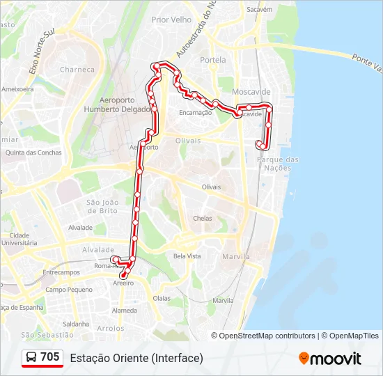 705 Bus Line Map