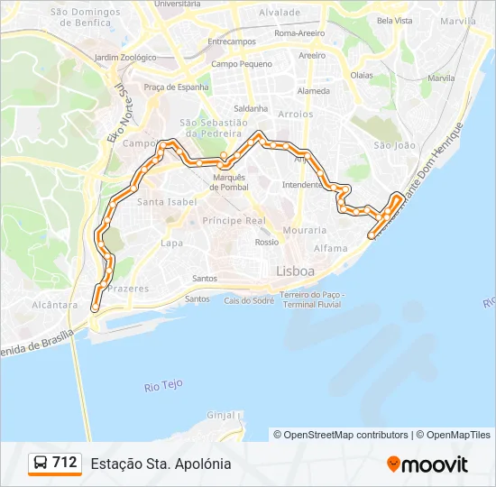 712 Bus Line Map