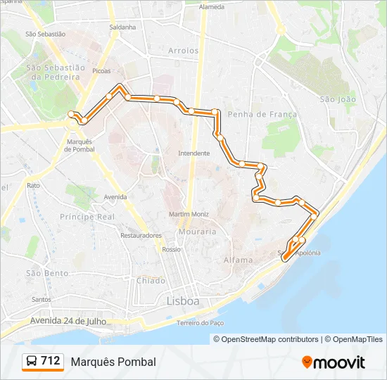 712 Bus Line Map
