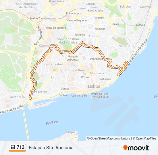 712 Route: Schedules, Stops & Maps - Estação Sta. Apolónia (Updated)