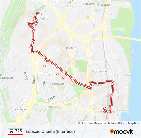 725 Bus Line Map