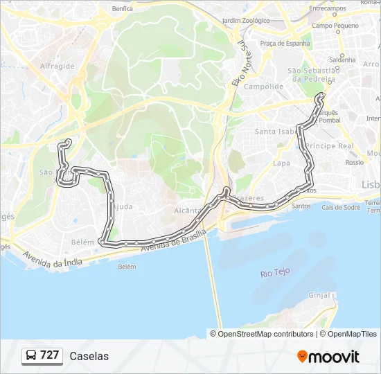 727 Bus Line Map
