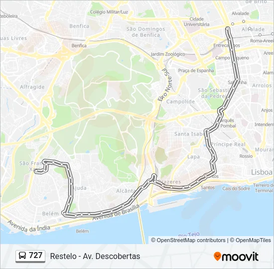 727 Bus Line Map
