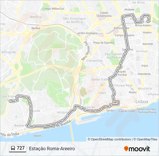 727 Bus Line Map