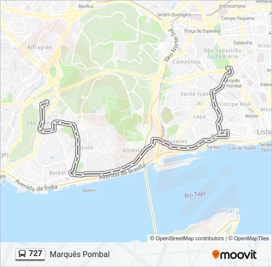 727 Bus Line Map