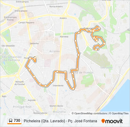 730 Bus Line Map