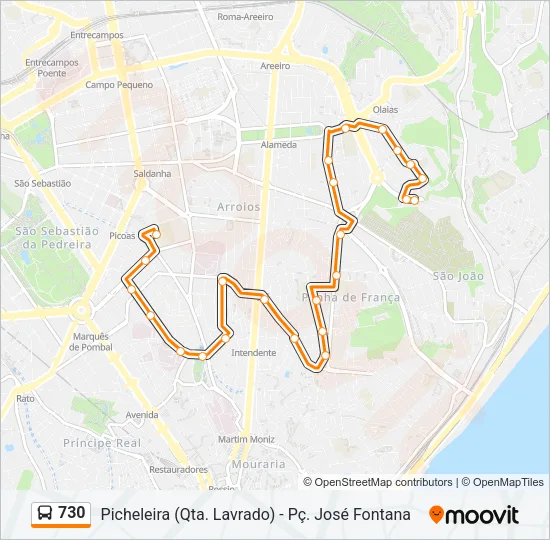 730 Bus Line Map