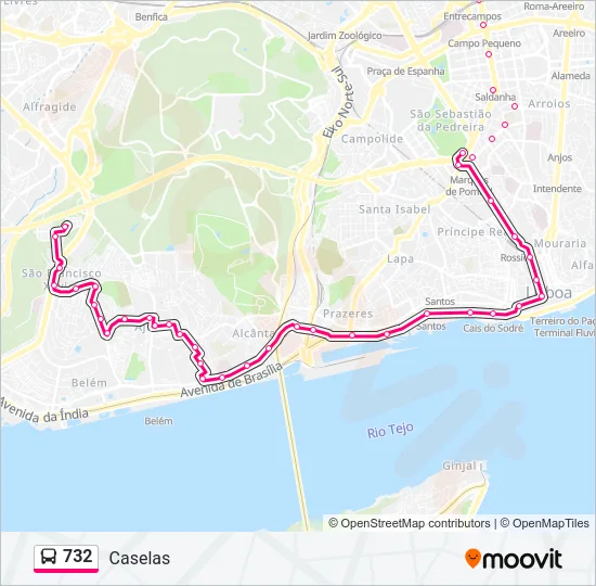 732 Bus Line Map