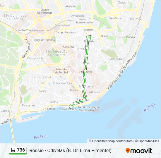 736 Bus Line Map