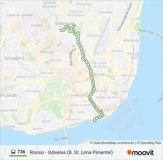 736 Bus Line Map