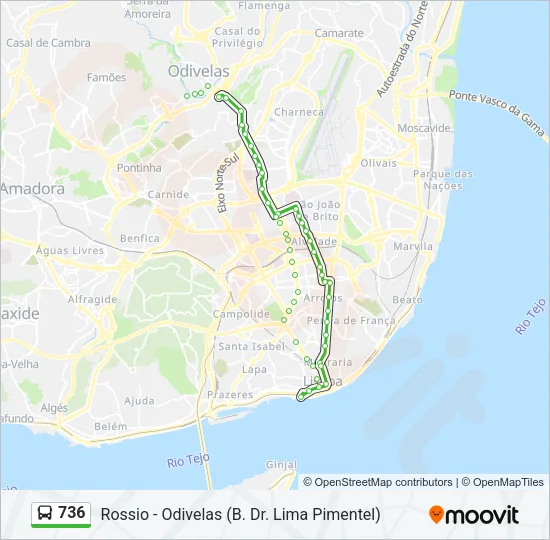 736 Bus Line Map