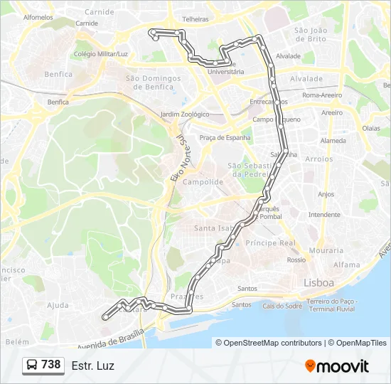 738 Bus Line Map