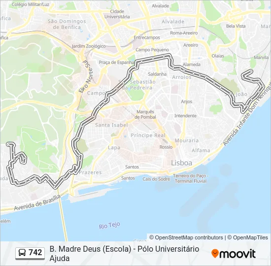 742 Bus Line Map