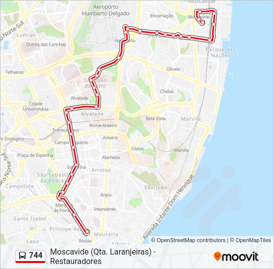 744 Bus Line Map