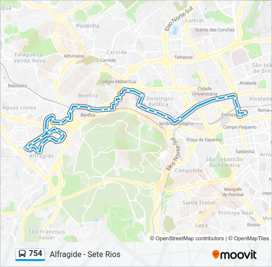 754 Bus Line Map