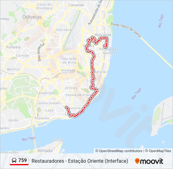 759 Bus Line Map