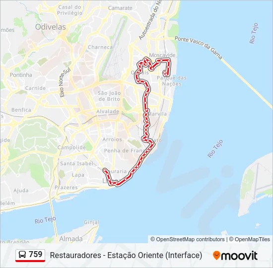 759 Bus Line Map