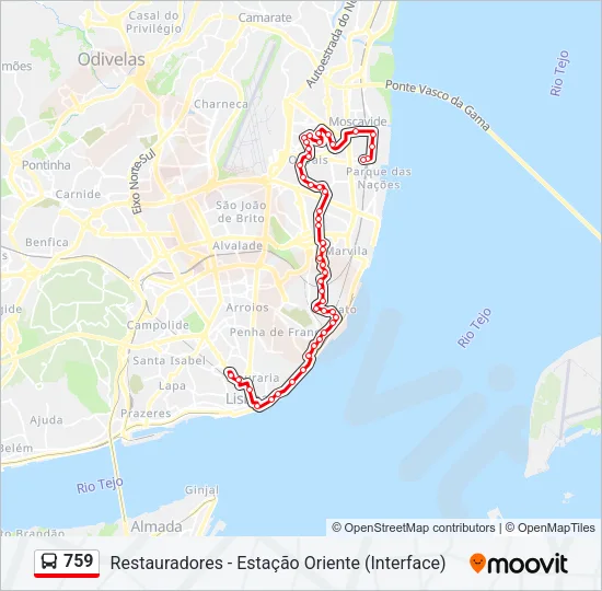 759 Bus Line Map