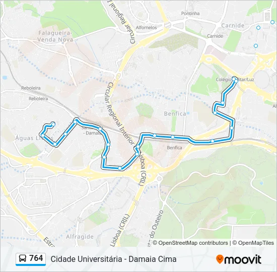 764 Bus Line Map