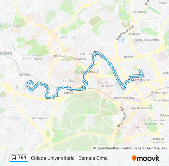 764 Bus Line Map