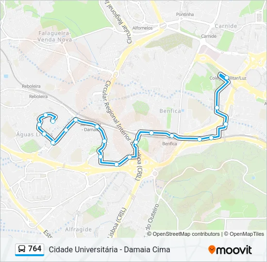 764 Bus Line Map