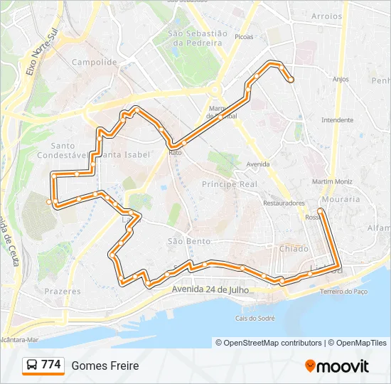774 Bus Line Map